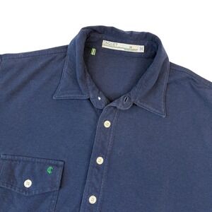 Criquet Polo Shirt Mens Medium Navy Blue Players Pima Cotton Stretch Pocket Golf